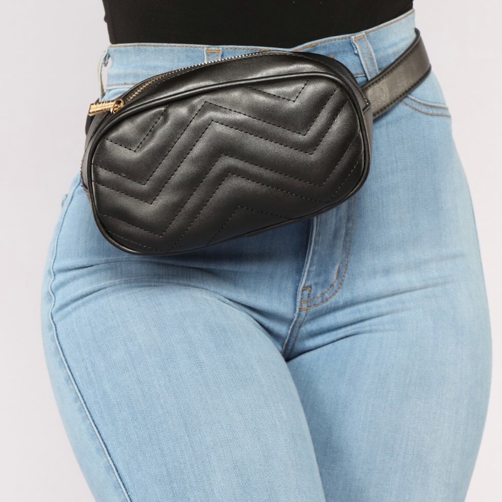 Selene Black Quilted Belt Bag (Fanny Pack)